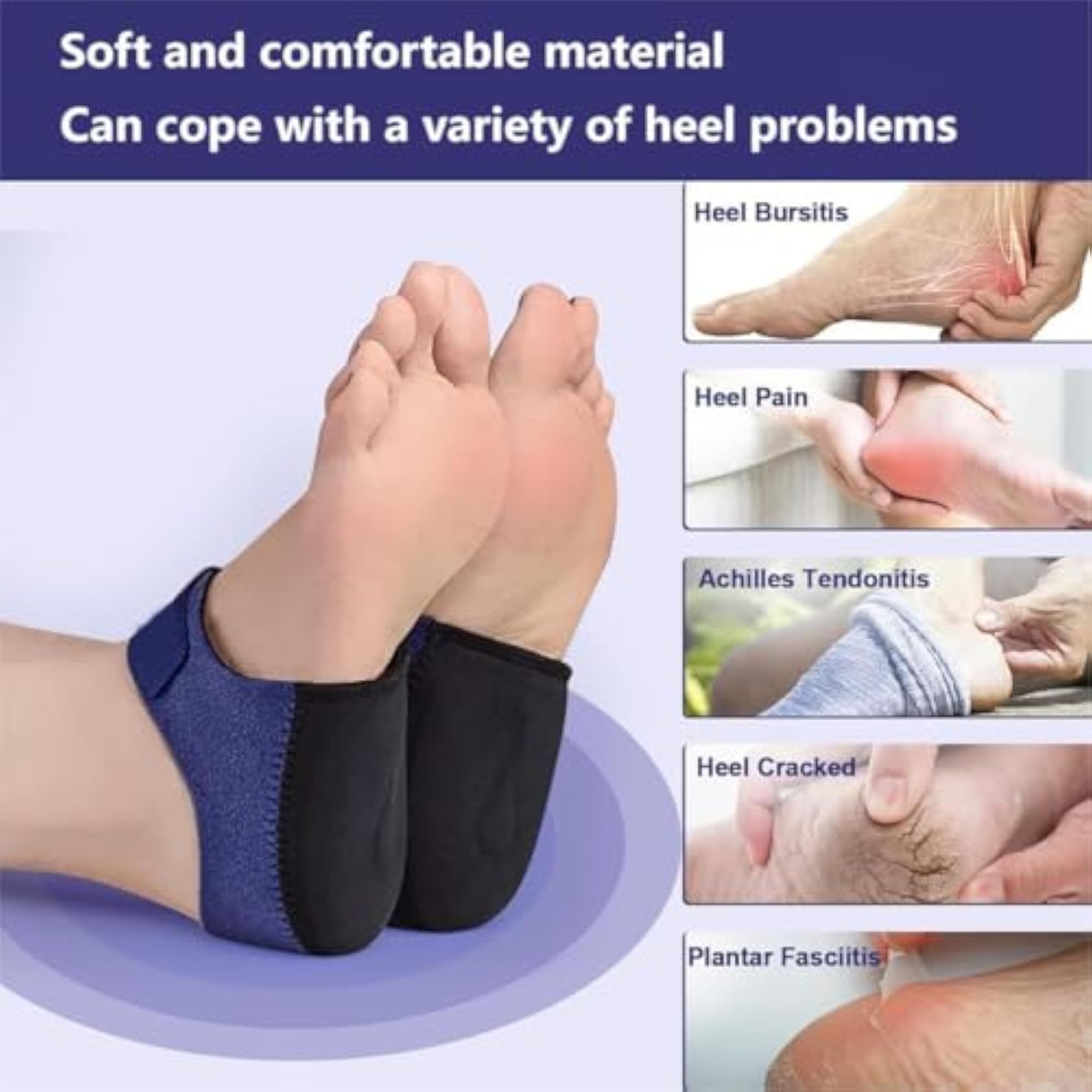 Gel Heel Cups Silicone Heel Pad for Pain Relief